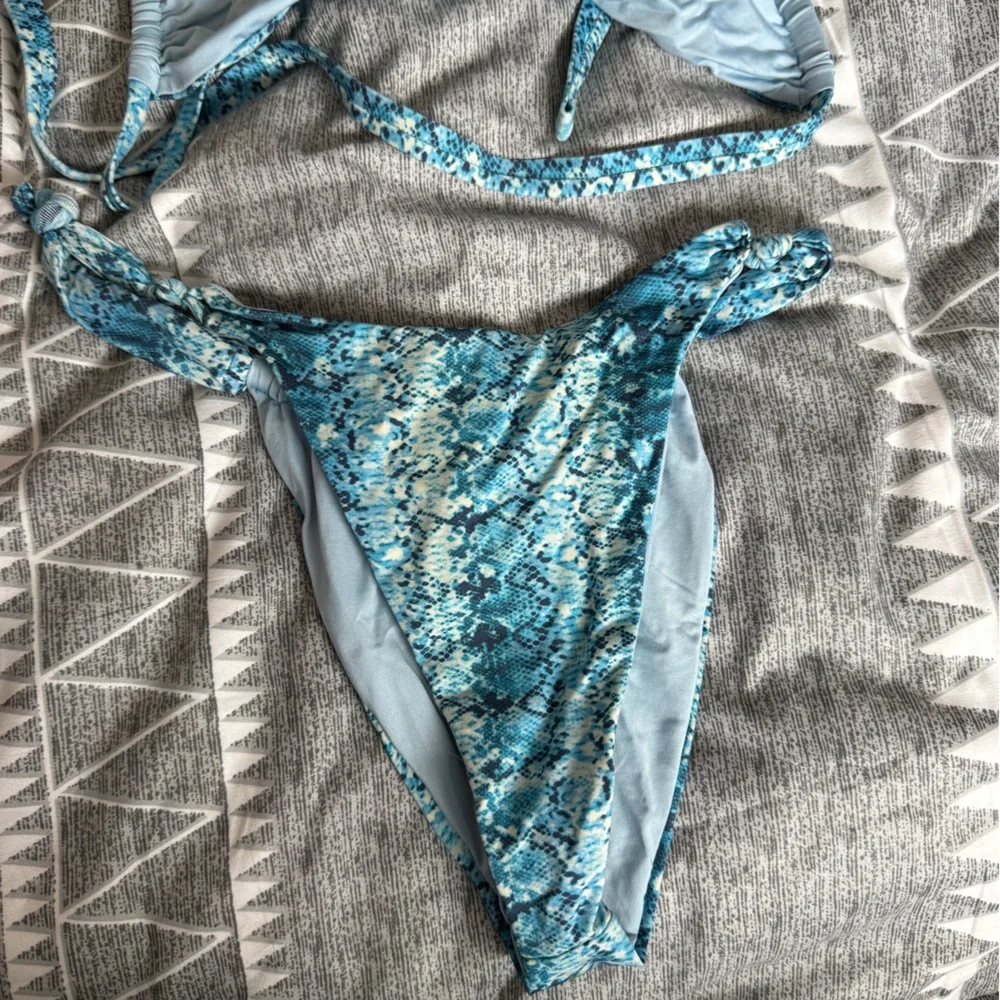 Frankie's Bikinis Aqua Snake Print Set
